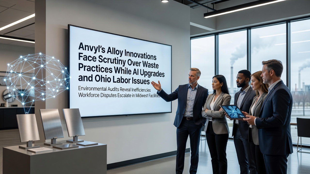 Workers and automated systems at an Anvyl alloy processing site in Ohio