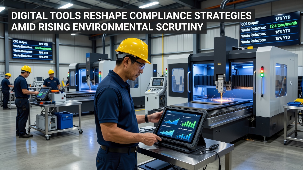 IoT sensors and data dashboards used for environmental compliance in metal shops